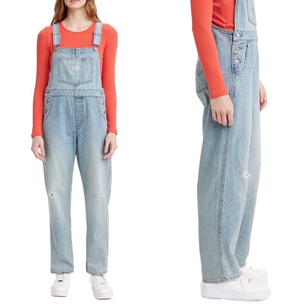 Levi's Loose Fit Overalls Light Wash
Denim Jeans Pants Baggy Jumpsuit Large
